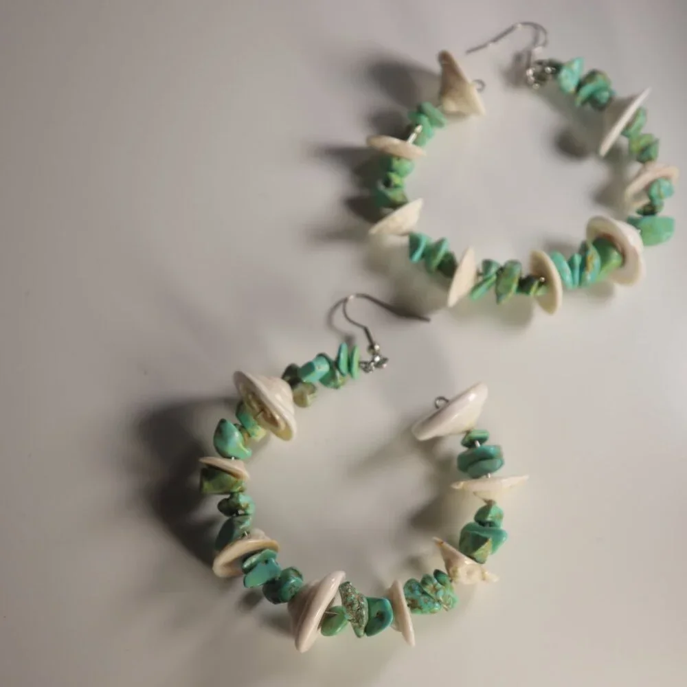 Handmade Green Shell Like Earrings
